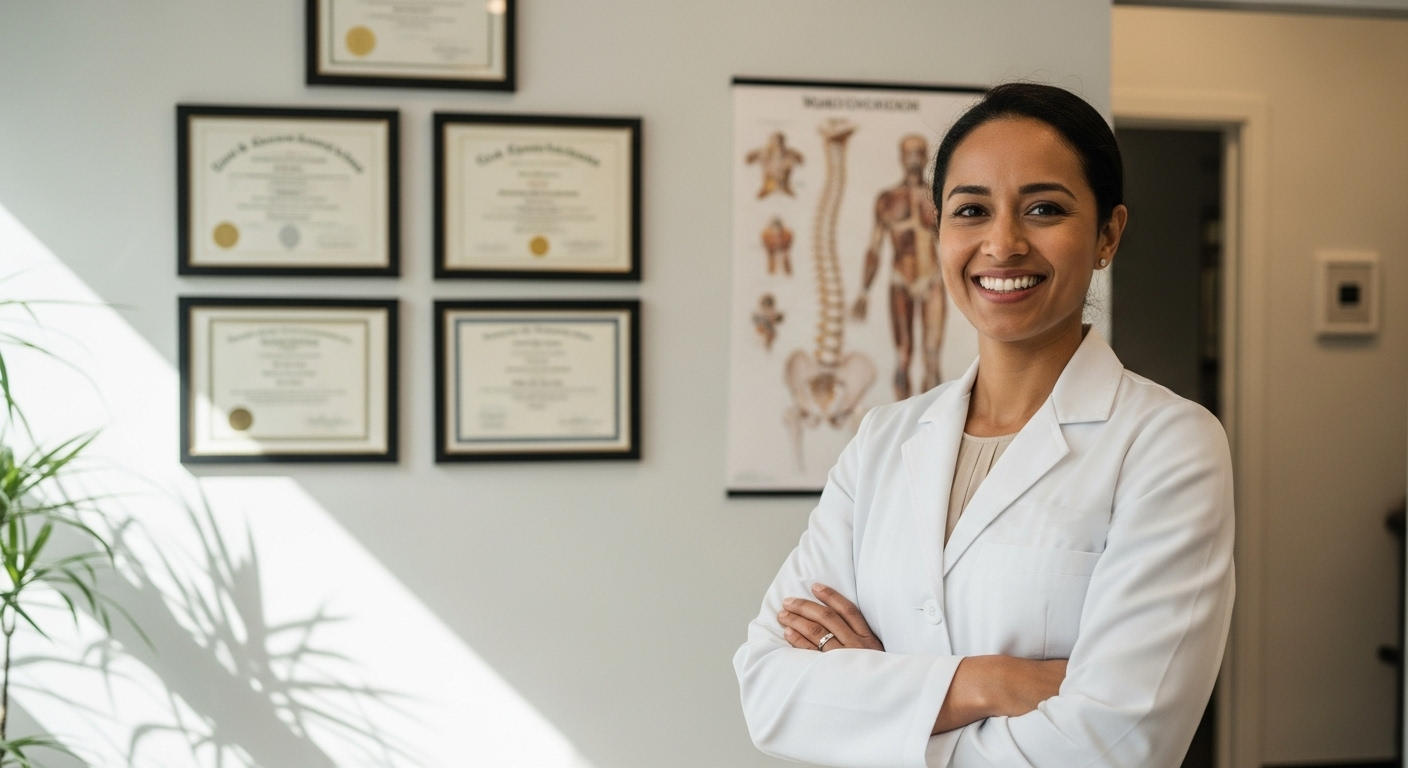 Professional chiropractor in office