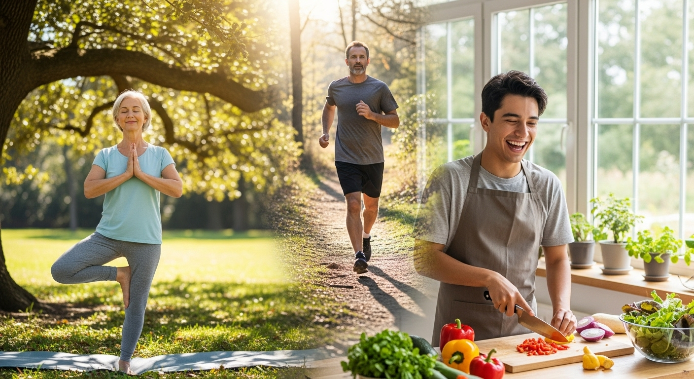 People engaged in healthy lifestyle activities